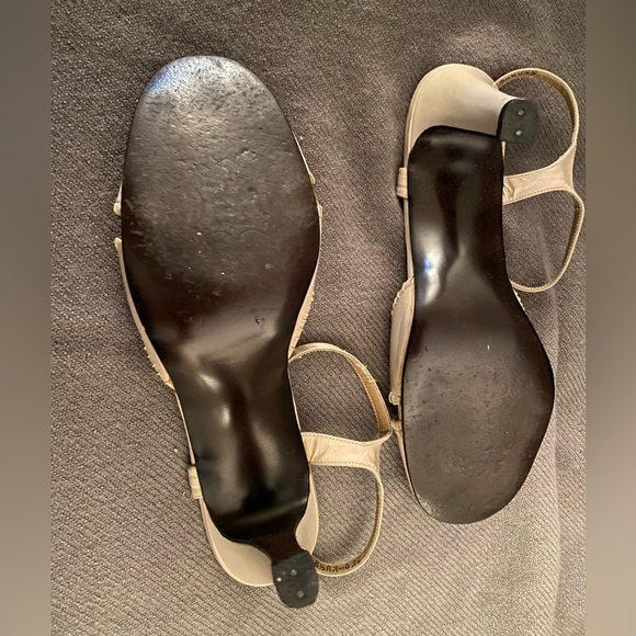 De Mura Blush Leather Topstitch Detail Slingback High-Heeled Sandal **VINTAGE** - Picture 6 of 14